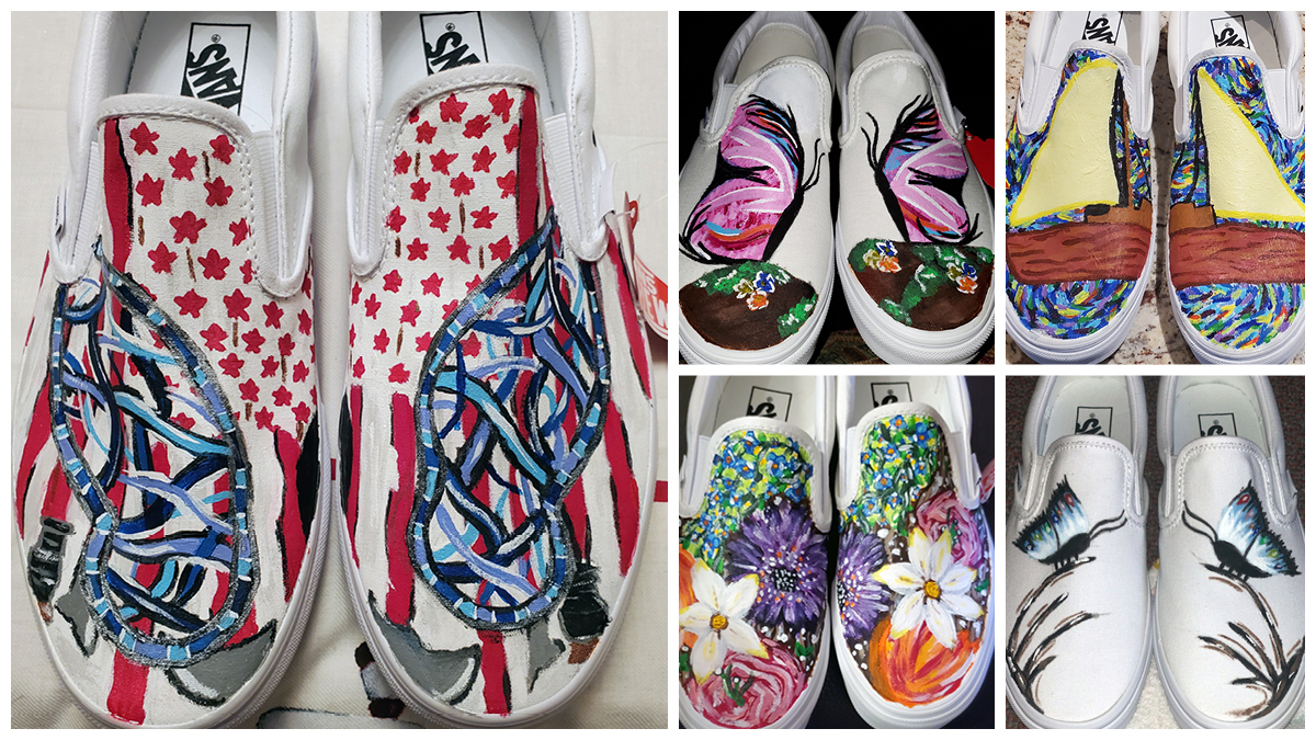 Shoes painted as a gift for brain tumor patients