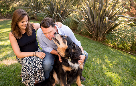 Will Pearce with his wife Elysia, and family dog Chase
