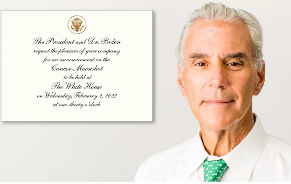 White House invitation for the Cancer Moonshot initiative relaunch event next to Dr. Mitchel Berger
