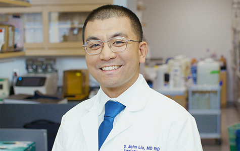 UCSF physician scientist John Liu, MD, PhD, in his lab. 