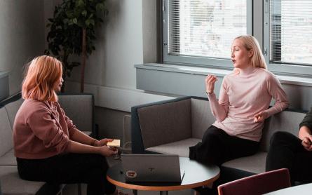 Two women talking